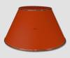 Rund lampesk�rm mellem h�j model 21 cm i h�jden betrukket med rustfarvet chintz stof med guldkant