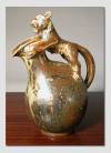 Stent�js Kande/vase med hank med fabeldyr, produceret af Royal Copenhagen