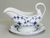 Blue Fluted, Plain, sauceboat on fixed stand