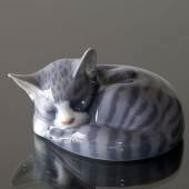Sovende stribet kat, Royal Copenhagen figur nr. 422