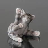 Liggende stribet kattekilling, Royal Copenhagen figur