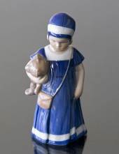 Else with Teddy bear, girl standing, Royal Copenhagen figurine