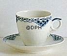 Prinsesse, Blå, Espresso kop og underkop, indhold 10 cl, produceret af Royal Copenhagen