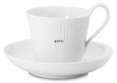 White Half Lace small breakfast cup with high handle, capacity 24cl, produced by Royal Copenhagen
