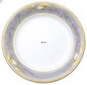 Magnolia, Gr� med Guld, flad Tallerken, produceret af Royal Copenhagen