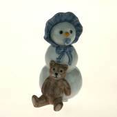 Snowman, Boy with Teddy, Royal Copenhagen winter figurine