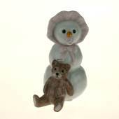 Snowman, Girl with Teddy, Royal Copenhagen winter figurine