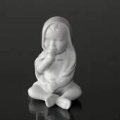 Siddende baby, hvid Royal Copenhagen figur