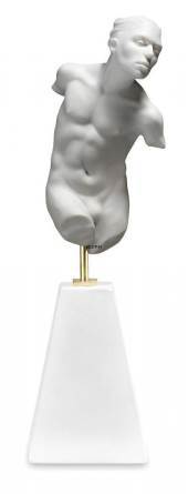White Torso Sculpture, Adonis, male, Royal Copenhagen bisquit figurine
