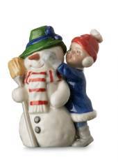Mini Summer and Winter Children,  girl with snowman, Royal Copenhagen figurine