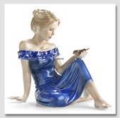Ung Pige med Fugl , Royal Copenhagen figur