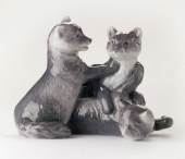 Three arctic fox cubs, Royal Copenhagen figurine