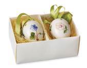 Easter Eggs, set of two, blue hepatica and pansy