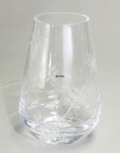 Glass vase with Blue Fluted Decor in relief, clear, produced by Royal Copenhagen