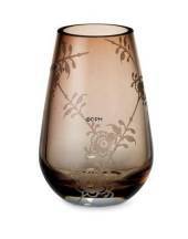 Glas vase med mussel dekoration i relief, farvet, produceret af Royal Copenhagen