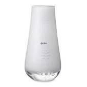 Glas vase med mussel dekoration i relief, opal hvid, produceret af Royal Copenhagen