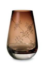 Glas vase med mussel dekoration i relief, dusty rose, produceret af Royal Copenhagen
