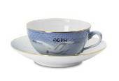 Seagull with gold, tea Cup and Saucer, medium, capacity 15 cl , produced by Bing & Grondahl - Royal Copenhagen