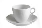 White Plain, coffee cup and saucer, capacity 16 cl, produced by Royal Copenhagen