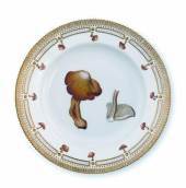 Flora Danica Mushrooms, dinner plate with Almond Woodwax, produced by Royal Copenhagen