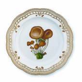 Flora Danica Mushrooms, dish with Brick Tuft, open-work border, produced by Royal Copenhagenn