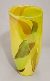 Vase, round, glass, Golden colours