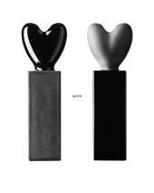 Holmegaard Heart candlestick, small, black, set of two