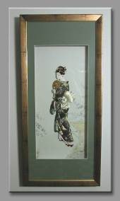 Japanese picture w/geisha dolls