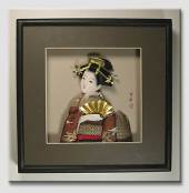 Japanese picture w/geisha dolls
