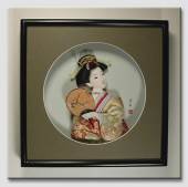 Japanese picture w/geisha dolls