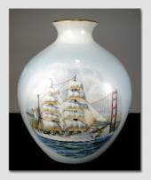 Windjammer vase with no. 2 motif of the ship The Eagle, produced by Bing & grondahl