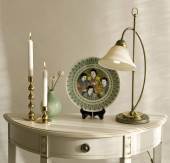 Milan table lamp in verdigrised green