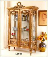 Vitrine, håndskåret, guldfinish