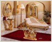 Console with swan, hand carved, gold finish, glass top
