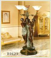 Statue with 3 lamps, hand carved, painted