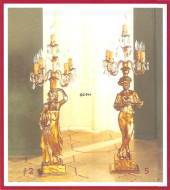 Guld statue med lys, 5 arme, F:5, 29 x 29 x 93 cm