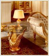 Table, gold/glas, hand-carved
