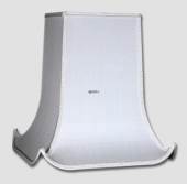 Square lampshade with turned up corners height 32 cm covered with off white silk material