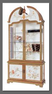 Kinesisk vitrineskab, gr�brun, h�ndmalet
