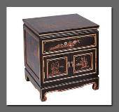 Chinese table, in black laquer, handpainted decoration