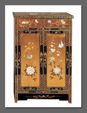 Chinese cabinet, black lacquer, handpainted