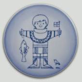 Plate with boy with fish, produced by Bing & Grondahl