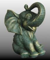 Elephant, sitting, verdigrised figurine