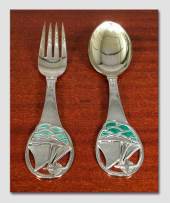 Christmas Spoon and Fork with Ships-motif 1946,set