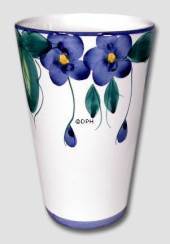 Flowerpot for Roses, white with Blue Flower