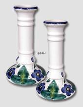 Candlestick, white with Blue Flower