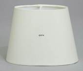 Oval lampshade height 13 cm covered with off white chintz material