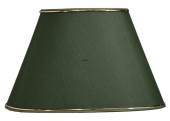 Oval lampshade height 30 cm covered with green chintz material with gold edge