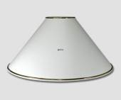 Rund lampesk�rm lav model 17 cm i h�jden betrukket med hvid chintz stof med guldkant