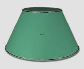 Round lampshade medium tall model height 24 cm covered with green chintz material with gold edge